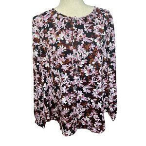 J Jill Shirt Women M NWOT Floral Wearever Blouse Button Front Long Sleeves